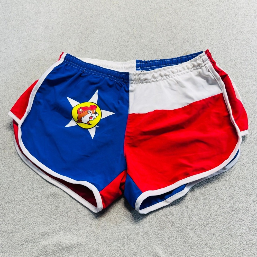 Buc-ee's Texas Flag Running Shorts Women's M Red White Blue Beaver Athletic USA